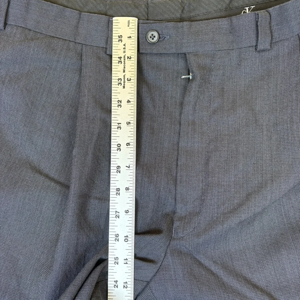 Calvin Klein Dress Pants Men 40x28.5 Gray Mid Rise Pleated Front Formal Business